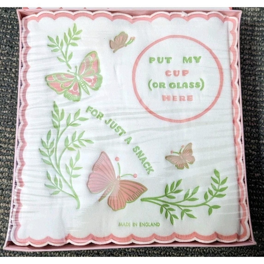 Freund-Mayer‎ & Co Snackmats Napkins Floral Butterfly Pink 10 Vintage Tea Shower